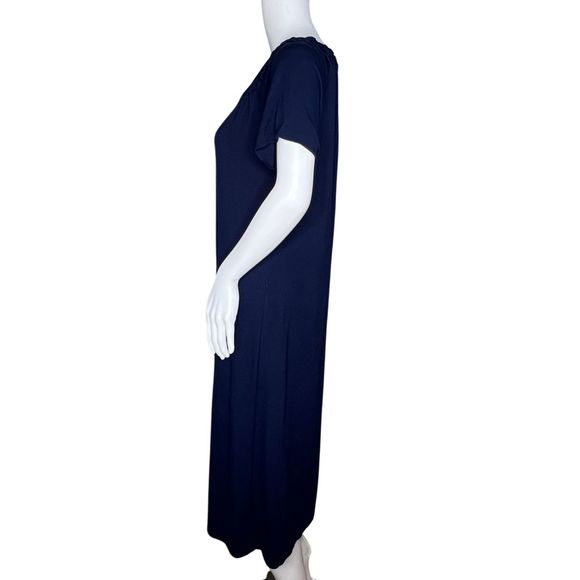 Talbots Dress Womens Large Navy Blue Midi Braided Neck Shift Career Minimalist‎ - Picture 3 of 7